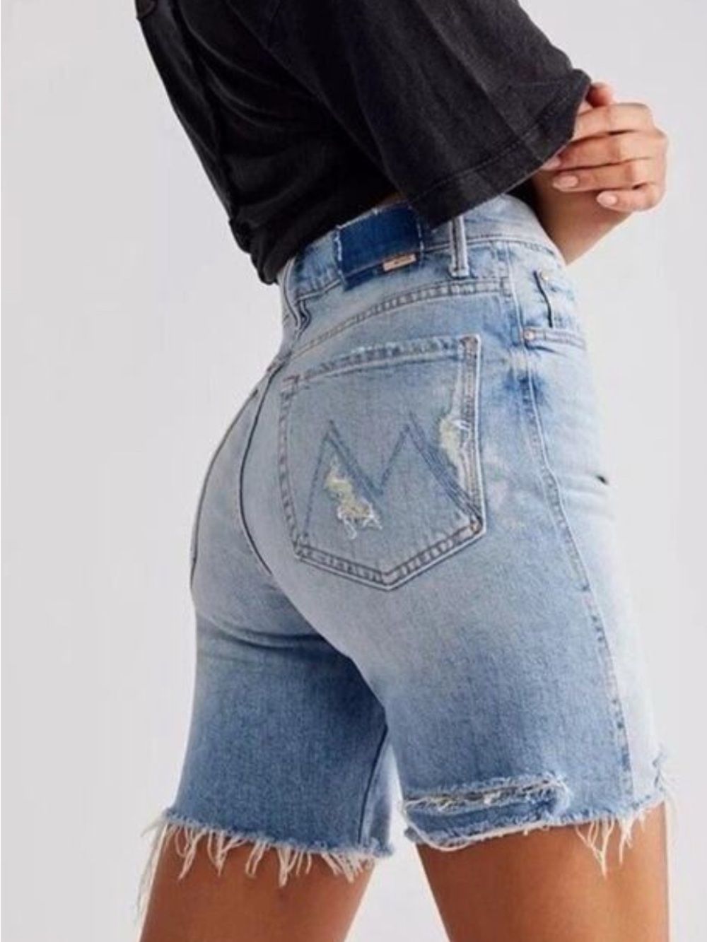 SIZE 31 MOTHER SUPERIOR DENIM SHORTS FRAYED HIGH RISE